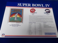 Super Bowl IV Willabee & Ward Patch- Chiefs 23 Vikings 7 @ New Orleans