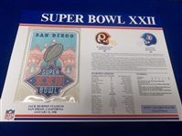 Super Bowl XXII Willabee & Ward Patch- Redskins 42 Broncos 10 @ San Diego