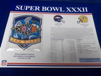 Super Bowl XXXII Willabee & Ward Patch- Broncos 31 Packers 24 @ San Diego