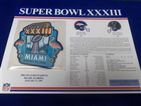 Super Bowl XXXIII Willabee & Ward Patch- Broncos 34 Falcons 19 @ Miami