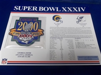 Super Bowl XXXIV Willabee & Ward Patch- Rams 23 Titans 16 @ Atlanta
