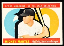 1960 Topps Bb- #563 Mickey Mantle All Star- Hi# 