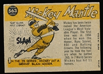 1960 Topps Bb- #563 Mickey Mantle All Star- Hi# 