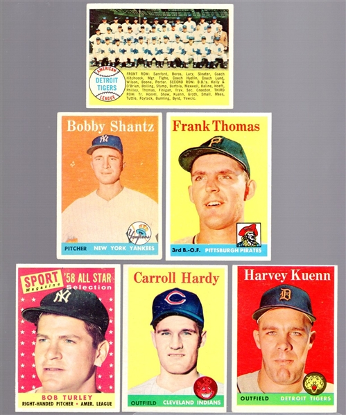 1958 Topps Baseball- 6 Diff