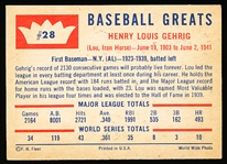1960 Fleer Bb Greats- #28 Lou Gehrig