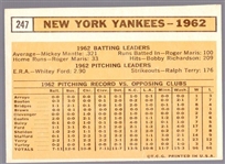 1963 Topps Baseball- #247 Yankees Team