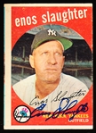 Autographed 1959 Topps Bb- #155 Enos Slaughter, Yankees