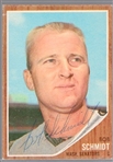 Autographed 1962 Topps Bb #262 Bob Schmidt, Senators