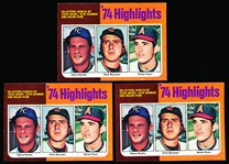 1975 Topps Bb- #7 Ryan/ Bosman/ Busby HL- 3 Cards