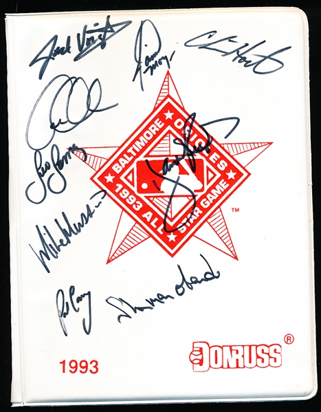 Autographed 1993 Leaf All-Star Game (Baltimore) Card Folder Signed on Cover by 9 Orioles