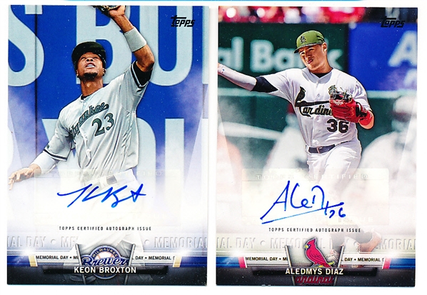 2018 Topps Bb- “Memorial Day Autographs"- 2 Diff.