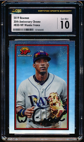 2019 Bowman Bb- “30th Anniversary Chrome"- #B30-WF Wander Franco- CSG Graded Gem Mint 10.