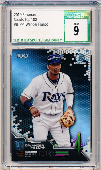 2019 Bowman Bb- “Scouts Top 100"- #BTP-4 Wander Franco- CSG Graded Mint 9.