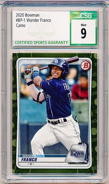 2020 Bowman Bb Prospects- “Camo"- #BP1 Wander Franco- CSG Graded Mint 9.