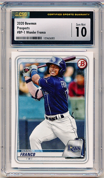 2020 Bowman Bb Prospects- #BP-1 Wander Franco, Rays- CSG Graded Gem Mint 10.