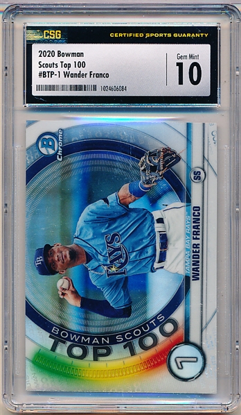 2020 Bowman Bb- “Scouts Top 100"- #BTP-1 Wander Franco- CSG Graded Gem Mint 10.