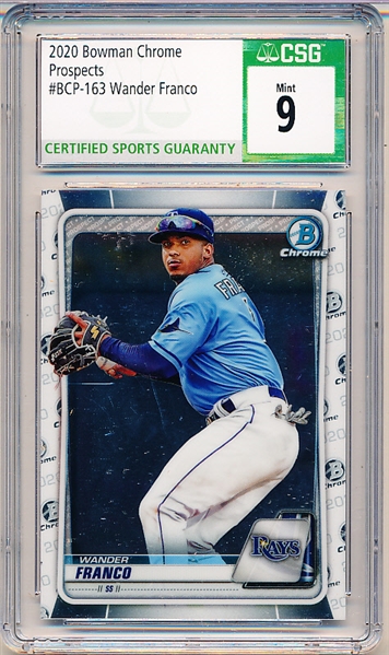 2020 Bowman Chrome Prospects Bb- #BCP-163 Wander Franco- CSG Graded Mint 9.