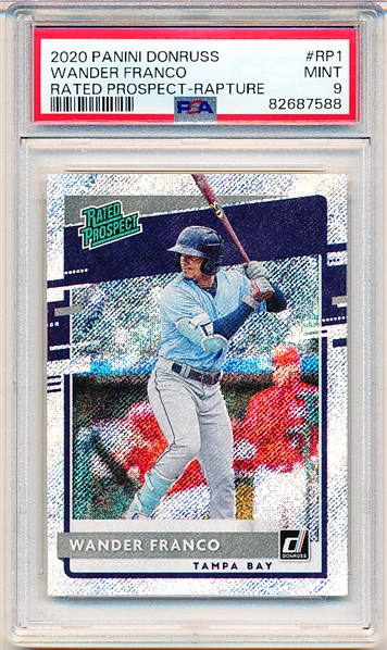 2020 Panini Donruss Bb- “Rated Prospect- Rapture"- #RP1 Wander Franco- PSA Graded Mint 9.