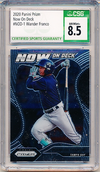 2020 Panini Prizm Bb- “Now on Deck"- #NOD-1 Wander Franco, Rays- CSG Graded NM/Mint+ 8.5. 