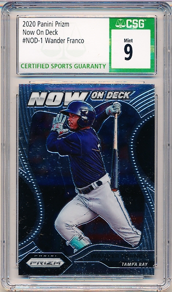 2020 Panini Prizm Bb- “Now on Deck"- #NOD-1 Wander Franco, Rays- CSG Graded Mint 9.