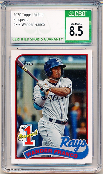 2020 Topps Update Bb- “Prospects"- #P-3 Wander Franco, Rays- CSG Graded NM/Mint+ 8.5.