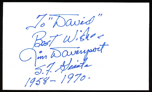 Autographed Jim Davenport 3x5" Card