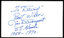 Autographed Jim Davenport 3x5 Card