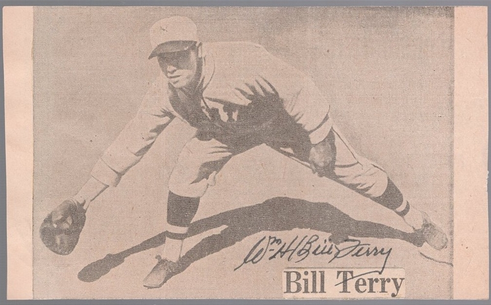 Autographed Bill Terry New York Giants MLB B/W 4" x 6-5/8" Newspaper Photo