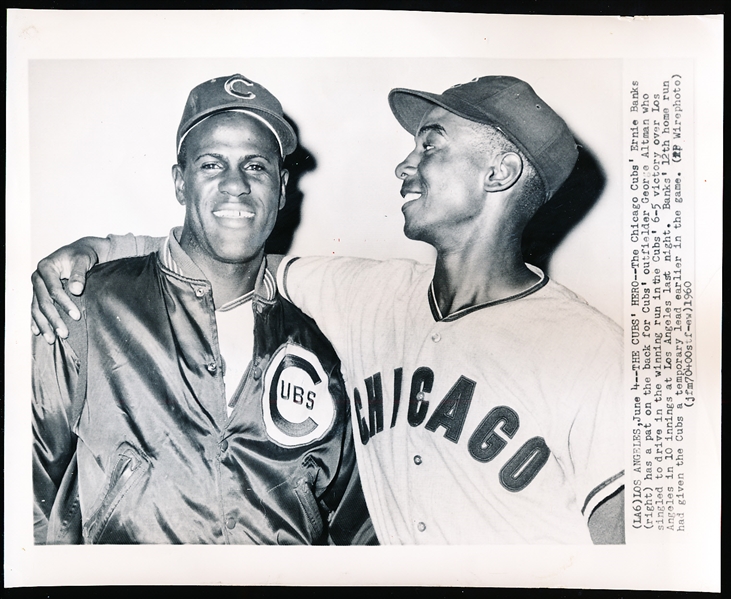 1960 Ernie Banks with Geo. Altman AP Wire Photo
