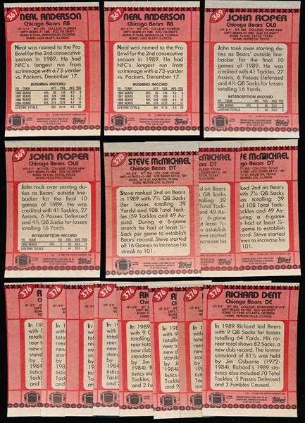 1990 Topps Football- 15 Asst. Chicago Bears Blank Front Cards