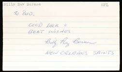 Autographed & Inscribed Billy Ray Barnes 3x5 Card