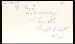 Autographed & Inscribed Al Bemillar 3x5 Card