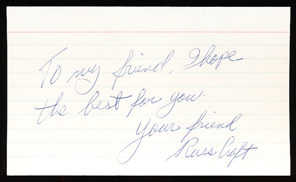Autographed Russ Craft 3x5" Card
