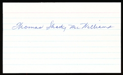Autographed Thomas Shorty McWilliams 3x5 Card