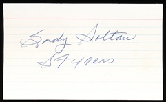 Autographed & Inscribed Gordy Soltau 3x5 Card