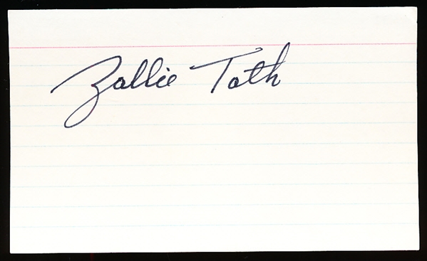 Autographed Zollie Toth 3x5" Card