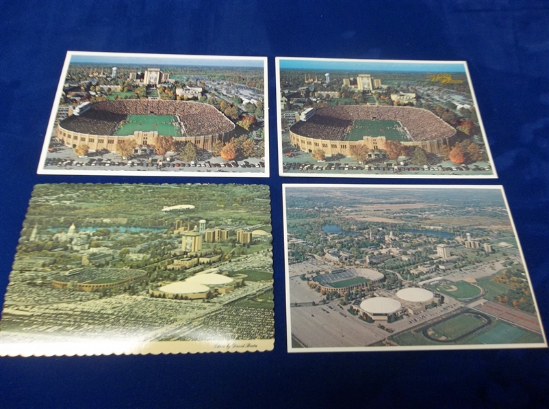 Four Diff. U. of Notre Dame Football Stadium Aerial View Postcards