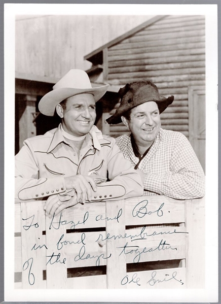 Autographed Smiley Burnette Western Movie Actor B/W 5" x 7" Photo w/Gene Autry