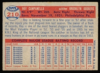 1957 Topps Baseball- #210 Roy Campanella, Dodgers