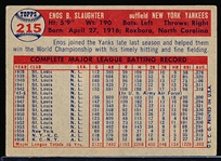 1957 Topps Baseball- #215 Enos Slaughter, Yankees