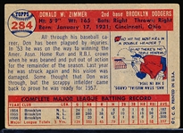 1957 Topps Baseball- #284 Don Zimmer, Brooklyn- Semi Hi#