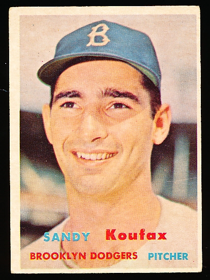 1957 Topps Baseball- #302 Sandy Koufax, Dodgers- Semi Hi# 