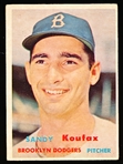 1957 Topps Baseball- #302 Sandy Koufax, Dodgers- Semi Hi# 