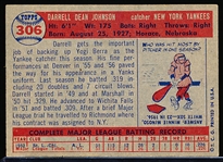 1957 Topps Baseball- #306 Darrell Johnson, Yankees- Semi Hi#