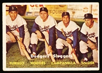 1957 Topps Baseball- #400 Dodgers Sluggers- Furillo/ Snider/ Campanella/ Hodges