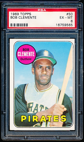 1969 Topps Baseball- #50 Bob Clemente, Pirates- PSA Ex-Mt 6
