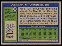 1972 Topps Football- #100 Joe Namath, Jets
