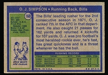 1972 Topps Football- #160 O.J. Simpson, Bills
