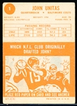 1963 Topps Ftbl. #1 Johnny Unitas