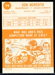 1963 Topps Ftbl. #74 Don Meredith SP
